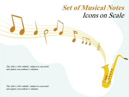 Set of musical notes icons on scale