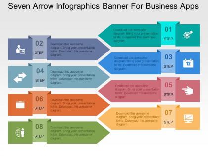 Seven arrow infographics banner for business apps flat powerpoint design