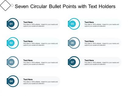 Seven circular bullet points with text holders