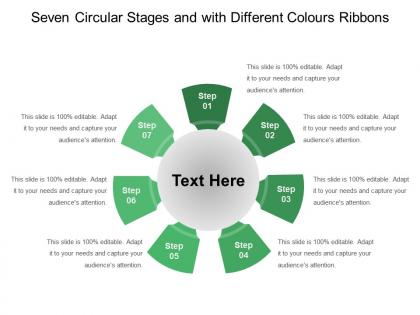 Seven circular stages and with different colours ribbons