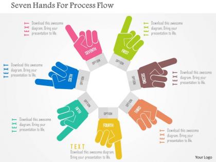 Seven hands for process flow flat powerpoint design