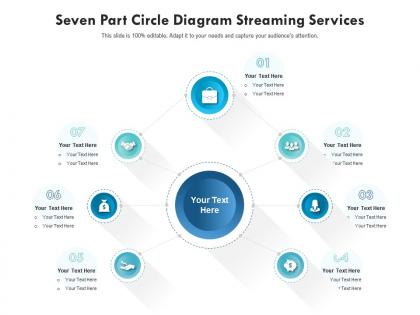 Seven part circle diagram streaming services infographic template