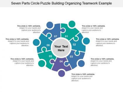 Seven parts circle puzzle building organizing teamwork example