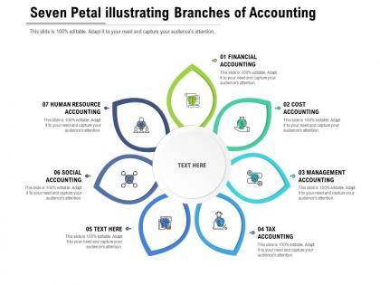 Seven petal illustrating branches of accounting