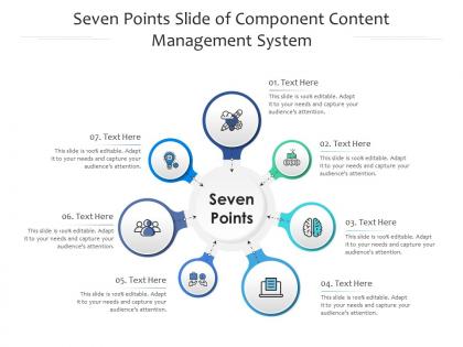 Seven points slide of component content management system infographic template