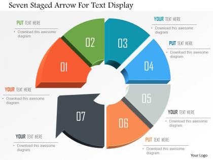 Seven staged arrow for text display powerpoint template