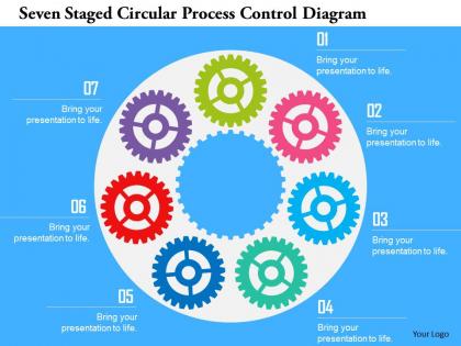 Seven staged circular process control diagram flat powerpoint design