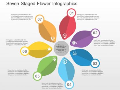 Seven staged flower infographics flat powerpoint design