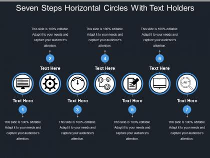 Seven steps horizontal circles with text holders