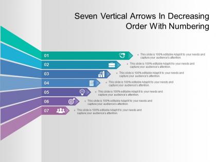Seven vertical arrows in decreasing order with numbering