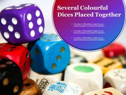 Several colorful dices placed together