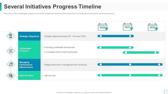 Several initiatives progress timeline corporate social responsibility initiative for firm