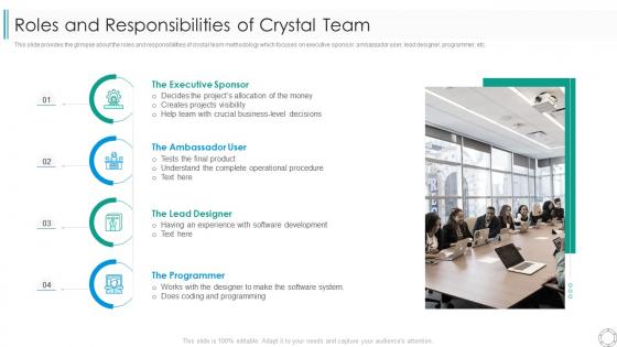 Several other agile approaches roles and responsibilities of crystal team