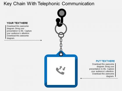 Sf key chain with telephonic communication flat powerpoint design