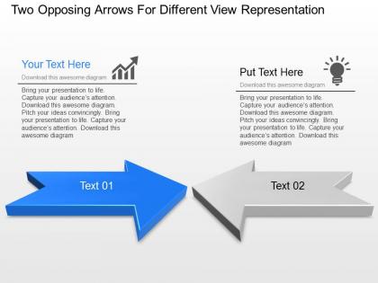 Sf two opposing arrows for different view representation powerpoint template
