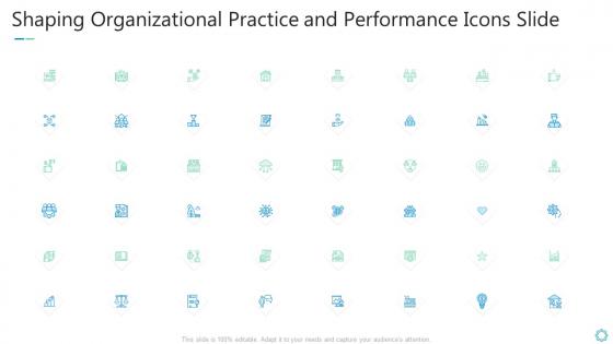 Shaping organizational practice and performance icons slide ppt designs