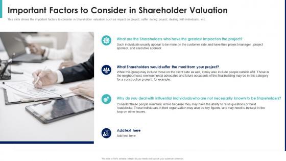 Shareholder value maximization important factors to consider in shareholder valuation