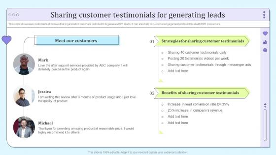 Sharing Customer Testimonials For Generating Leads B2b Social Media Marketing And Promotion