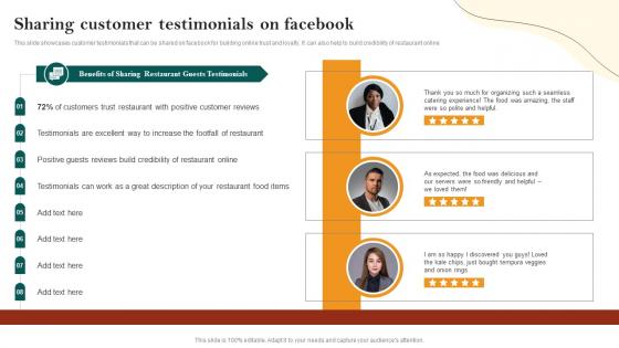 Sharing Customer Testimonials On Facebook Restaurant Advertisement And Social