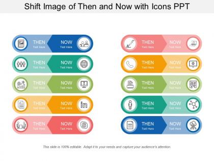 Shift image of then and now with icons ppt