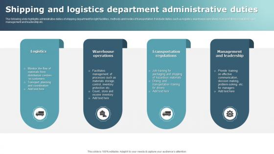 Shipping And Logistics Department Administrative Duties