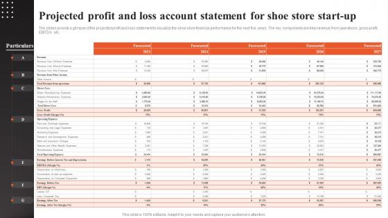 Shoe Shop Business Plan Projected Profit And Loss Account Statement For Shoe Store BP SS