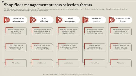 Shop Floor Management Process Selection Factors