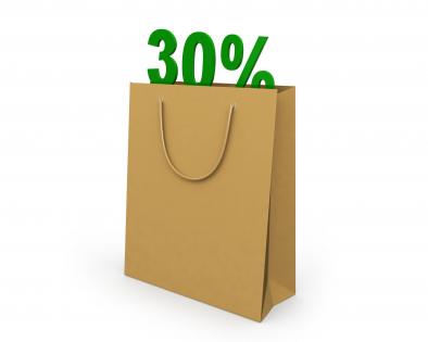 Shopping bag with 30 percent text stock photo