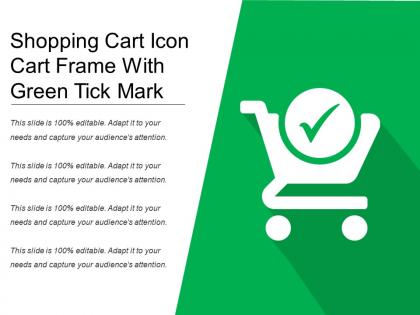 Shopping cart icon cart frame with green tick mark