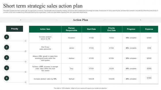 Short Term Strategic Sales Action Plan