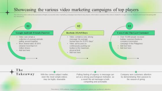 Showcasing The Various Video Marketing Campaigns Of Top Players Effective Branding Techniques