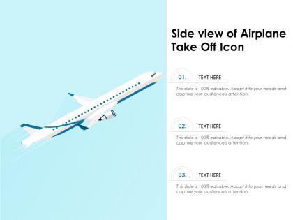 Side view of airplane take off icon