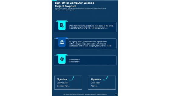 Sign Off For Computer Science Project Proposal One Pager Sample Example Document