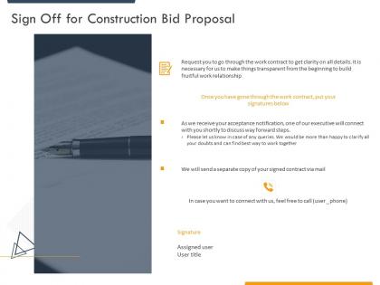 Sign off for construction bid proposal ppt powerpoint presentation icon show