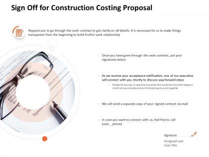 Sign off for construction costing proposal ppt powerpoint presentation icon