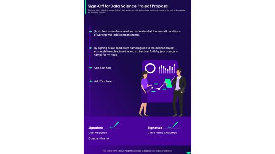 Sign Off For Data Science Project Proposal One Pager Sample Example Document