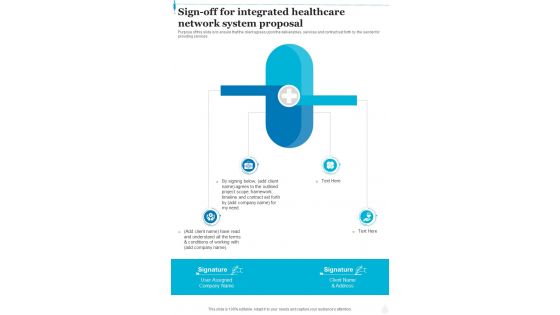 Sign Off For Integrated Healthcare Network System Proposal One Pager Sample Example Document