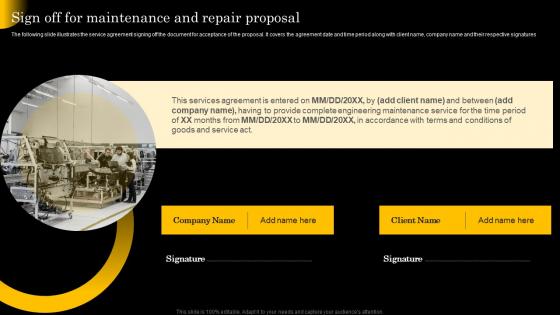 Sign Off For Maintenance And Repair Proposal Ppt Powerpoint Presentation Model Master Slide