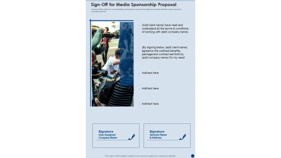 Sign Off For Media Sponsorship Proposal One Pager Sample Example Document