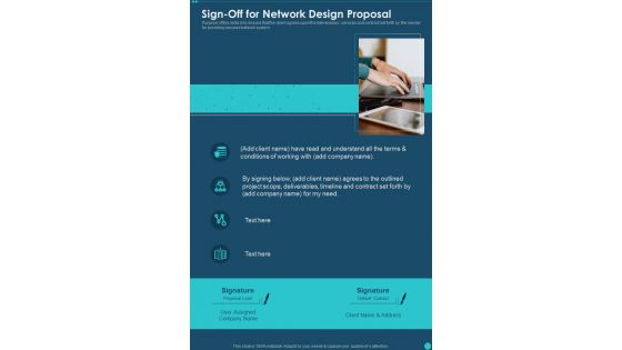 Sign Off For Network Design Proposal One Pager Sample Example Document