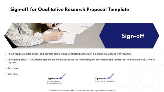 Sign off for qualitative research proposal template ppt example