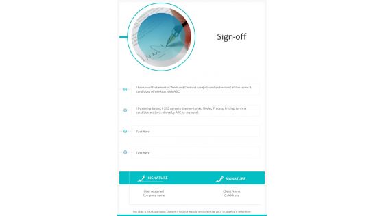 Sign Off Partnership Proposal One Pager Sample Example Document