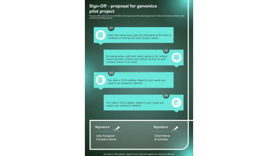 Sign Off Proposal For Genomics Pilot Project One Pager Sample Example Document