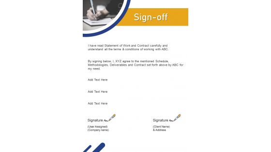 Sign Off Solar Panel Installation Proposal One Pager Sample Example Document
