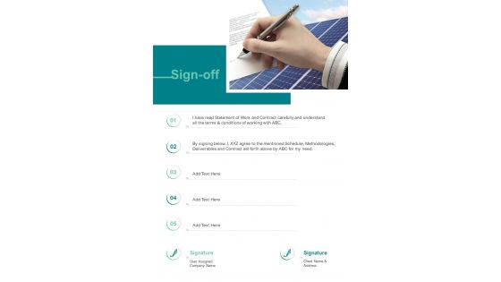 Sign Off Solar Proposal Template One Pager Sample Example Document