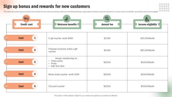 Sign Up Bonus And Rewards For New Execution Of Targeted Credit Card Promotional Strategy SS V