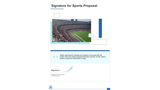 Signature For Sports Proposal One Pager Sample Example Document