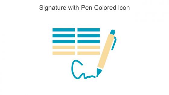 Signature With Pen Colored Icon In Powerpoint Pptx Png And Editable Eps Format