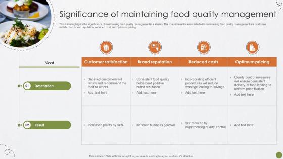 Significance Of Maintaining Food Quality Best Practices For Food Quality And Safety Management