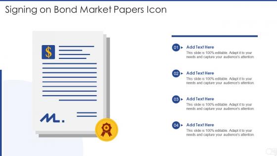 Signing on bond market papers icon